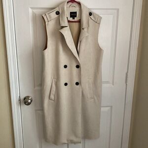 TRUTH Faux Suede Learher Long Vest Cream XL